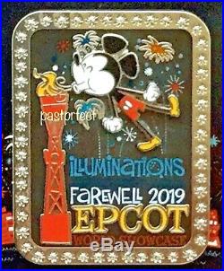 Disney LR 2 Pins Illuminations Passholder Inaugural & Mickey Farewell Epcot 2019