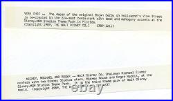 Disney MGM Studios 1989 Press Kit CHARLIE RIDGWAY Publicist at Walt Disney World