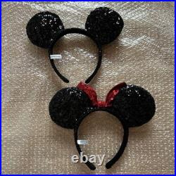 Disney Mickey Minnie Sequin Headband Pair Red Black Used 2 pcs Disney Mickey Minnie Sequin Headband Pair Red Black Used 2 pcs