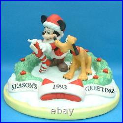 Disney Mickey Pluto 1993 Christmas Figure USA Disney Theme Park Ceramic Made