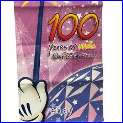 Disney Original 100 Years Of Magic Theme Park Vinyl Light Post Banner 4' Vtg