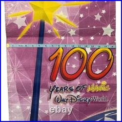 Disney Original 100 Years Of Magic Theme Park Vinyl Light Post Banner 4' Vtg
