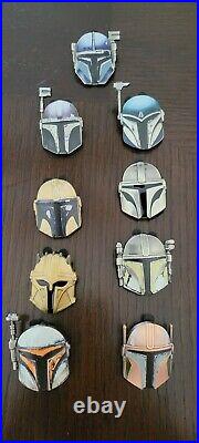 Disney Parks 2021 Star Wars Mandalorian Helmet 9 Pin Mystery Complete Set