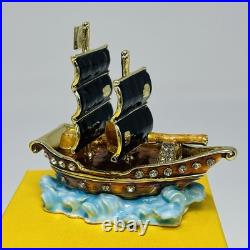 Disney Parks Arribas Brothers Pirate Ship Jeweled Trinket Box New