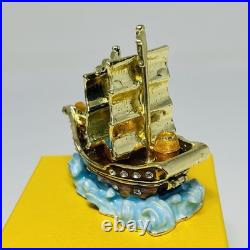 Disney Parks Arribas Brothers Pirate Ship Jeweled Trinket Box New