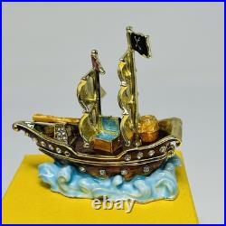 Disney Parks Arribas Brothers Pirate Ship Jeweled Trinket Box New