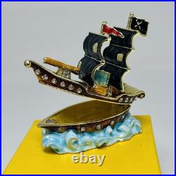 Disney Parks Arribas Brothers Pirate Ship Jeweled Trinket Box New