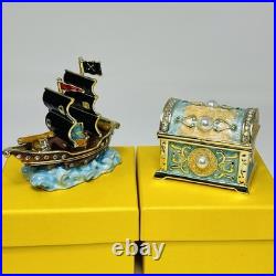 Disney Parks Arribas Brothers Pirate Ship Jeweled Trinket Box New