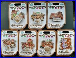 Disney Parks Christmas Gingerbread Resort LE 7 Pin Set Figment Mickey Ariel NEW