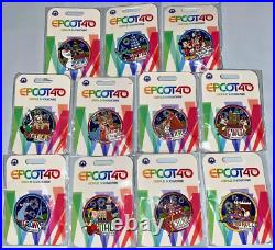 Disney Parks Epcot 40th Anniversary Complete Pin Set of 11 Showcase Lands, Stitch