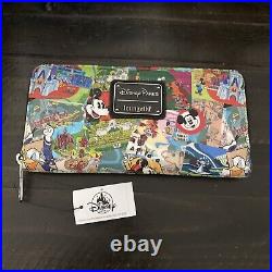 Disney Parks Loungefly Collage Vintage Theme Park Art Wallet Nwt
