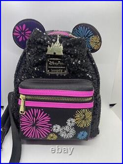 Disney Parks Minnie Mouse Main Attraction Fireworks Loungefly Backpack withEars