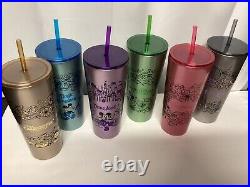 Disney Parks Starbucks 4 Theme Park Collector Metal Tumblers 2023 New Set 6