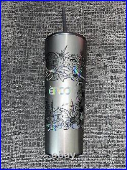 Disney Parks Starbucks 4 Theme Park Icon Collector Metal Epcot Tumbler 2023 New