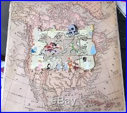 Disney Peter Pan 65th Ann. Reveal/Conceal Mystery Puzzle Map Complete 12 Pin Set