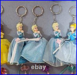 Disney Princess Key Holder Set 21 Pcs Elsa Ariel Belle Cinderella Used Japan
