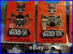 Disney Star Wars 2017 Dark Side 5k, 10k, Half Marathon Exclusive 9 Pin Set
