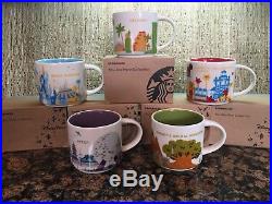 Disney Starbucks set of 4 theme park mugs and 1 Orlando mug (5mugs) v1