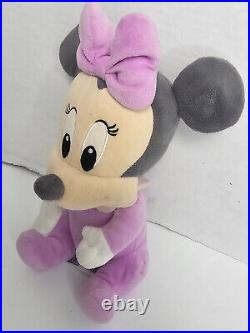 Disney Theme Park Lavender Pink Grey Baby Minnie Mouse Plush Stuffed Animal Toy