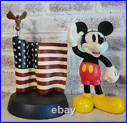 Disney Theme Park Mickey Mouse With Flag Medium Figurine American Disneyana