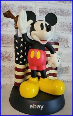 Disney Theme Park Mickey Mouse With Flag Medium Figurine American Disneyana