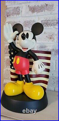 Disney Theme Park Mickey Mouse With Flag Medium Figurine American Disneyana