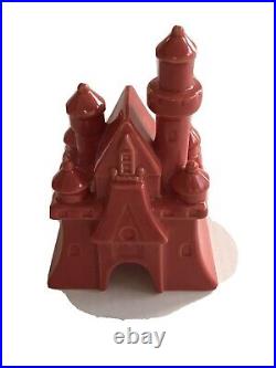 Disney Theme Parks Fantasyland Red/Coral Ceramic Castle & Castles Postcards Tin