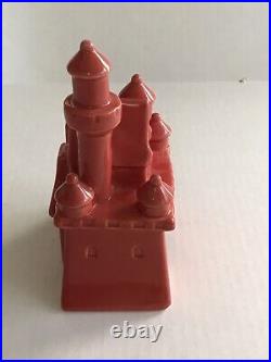 Disney Theme Parks Fantasyland Red/Coral Ceramic Castle & Castles Postcards Tin