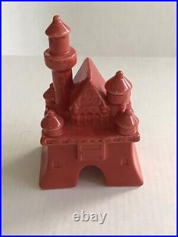 Disney Theme Parks Fantasyland Red/Coral Ceramic Castle & Castles Postcards Tin