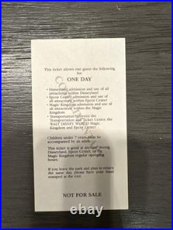 Disney Theme Parks One Day Passport late-1982 Vintage Disney World STILL VALID