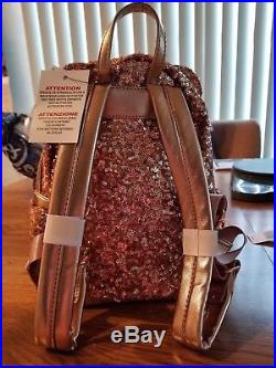Disney Theme Parks Rose Gold Minnie Sequin Wallet and backpack by Loungefly-New
