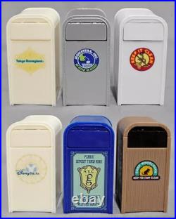 Disney Tokyo Miniature Trash Can Figures Set of 6 Disney Theme Park Collectibles