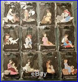 Disney WDI Princess Heroine Dog Pin Set LE 250 Ariel, Belle, Bolt, Lady, 12 pins