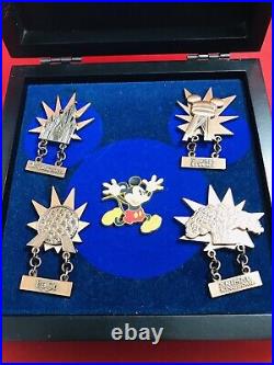 Disney WDW 4 Park Copper Icon Dangle Boxed 5 Pin Set
