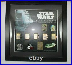 Disney WDW Framed Pin LE 200 Set Star Wars Weekends 2013 Leia Yoda Vader R2D2