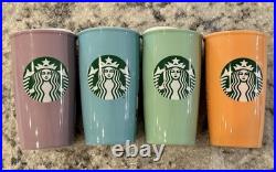 Disney World 50th Anniversary Starbucks Ceramic Tumbler Set Of 4 All Theme Parks