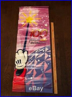 Disney World Park Used Prop Vinyl Banner 100 Years of Magic WDW EPCOT 2001