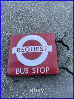 Disney World Theme Park Used Prop Hollywood Studios REQUEST BUS STOP Street Sign