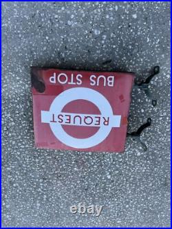 Disney World Theme Park Used Prop Hollywood Studios REQUEST BUS STOP Street Sign