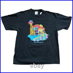 Disney World Vintage 1991 90s Planet Hollywood Fair Black Cotton T Shirt Large