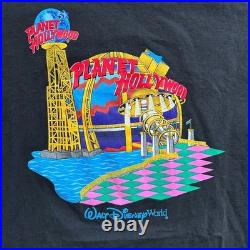 Disney World Vintage 1991 90s Planet Hollywood Fair Black Cotton T Shirt Large