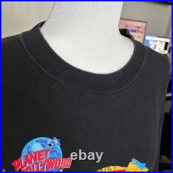 Disney World Vintage 1991 90s Planet Hollywood Fair Black Cotton T Shirt Large