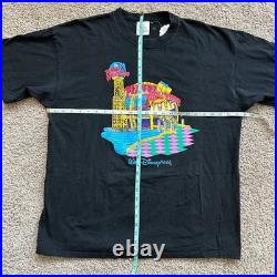 Disney World Vintage 1991 90s Planet Hollywood Fair Black Cotton T Shirt Large