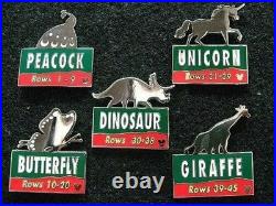 Disney pin Set Animal Kingdom Parking Lot Signs Dinosaur Unicorn Peacock Giraffe