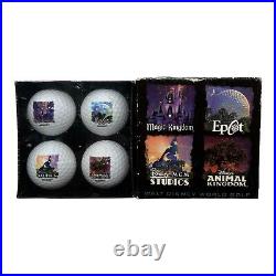 Disney's 4 PARK Themed GOLF Ball SET of 4 withRetired Sorcerer Hat MGM StudiosNEW