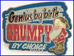 Disney world pin grumpy genius by birth grumpy by choice snow white park sign