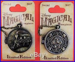 Disneyland 2017 Pocket Watch Magical Timepieces 4 Limited Edition Pins New Mint