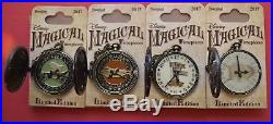 Disneyland 2017 Pocket Watch Magical Timepieces 4 Limited Edition Pins New Mint