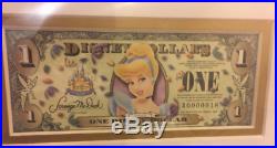Disneyland 50th Disney Dollars $1 $5 $10 Cinderella Stitch Framed Pin Set LE 100