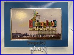 Disneyland 60th Anniversary Jumbo Pin LE 1000 Parks & Hotels Sign with Lithograph